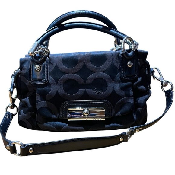 COACH Kristin Op Art Black Signature Satchel M1071-16779 Shoulder Handbag Purse - Picture 1 of 11